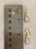 14k Gold Teardrop Shaped Opal Earrings With Diamond Accent