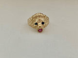 14K Sapphire and Ruby Lion Head Ring