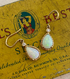 14k Gold Teardrop Shaped Opal Earrings With Diamond Accent