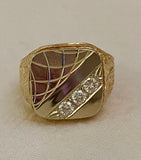 18k White And Yellow Gold Diamond Signet Style Ring