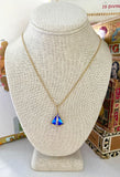 Uber Cool 14K Gold and Blue Glass Triangle Charm