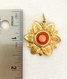 18K Gold and Coral Etruscan Style Pendant