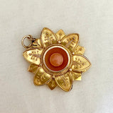 18K Gold and Coral Etruscan Style Pendant