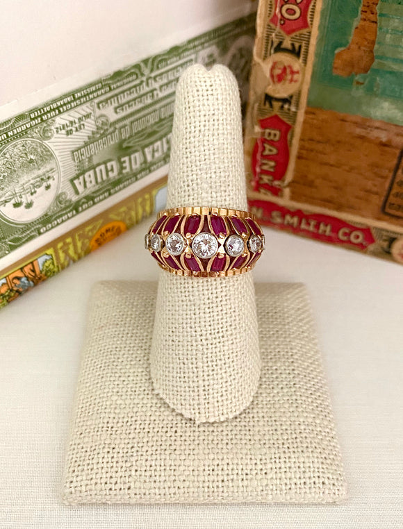 Stunning Ruby and Diamond Dome Style Ring