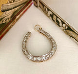 1950's Large Single Cut Diamond Horseshoe Pendant