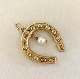 Lucky Gold and Pearl Horseshoe Charm