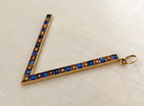 Vintage 14K Large V-Shaped Sapphire and Pearl Charm