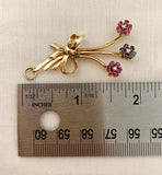 Sweet 18K Diamond, Ruby, and Sapphire Floral Charm