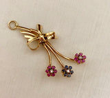 Sweet 18K Diamond, Ruby, and Sapphire Floral Charm