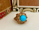 14K Retro Ruby and Turquoise Cocktail Ring