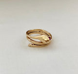 14K Yellow Gold and Ruby Snake Ring