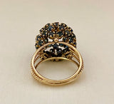 14K Yellow Gold and Sapphire Dome Ball Cocktail Ring