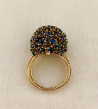 14K Yellow Gold and Sapphire Dome Ball Cocktail Ring