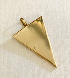 1980's 14K Gold Triangle Charm with Linear Diamond Pattern