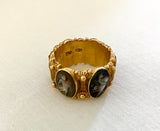 Vintage 18K Gold Eternity Mother of Pearl Cameo Band