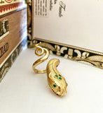 Stunning and Massive 18K Gold and Emerald Snake Ring