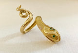 Stunning and Massive 18K Gold and Emerald Snake Ring