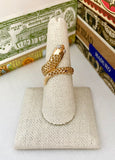 14K Gold Textured Snake Ring with Diamond Eyes
