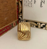 Magnificent 14K Gold Wavy Bombe Ring