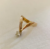 70's 14K Diamond V-Shape Ring