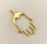 Large 14K Gold Stylistic Open Center Hamsa Hand Pendant