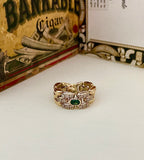 Panther Style Diamond and Emerald Ring