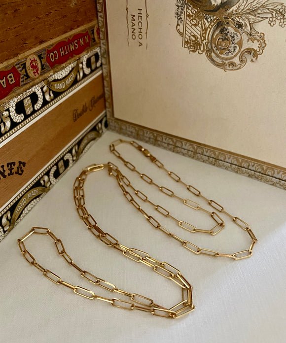 Super Long 33-inch 14K Paperclip Chain