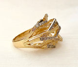 Large Modernistic Gold and Diamond Dome Style Ring