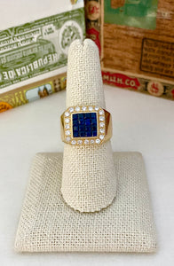 Stunning and Exceptional Diamond and Sapphire Signet Ring