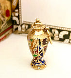 Vintage 18K Gold Inlay Enamel Vase