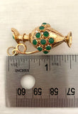 Vintage Gold Water Jug Charm with Green Onyx