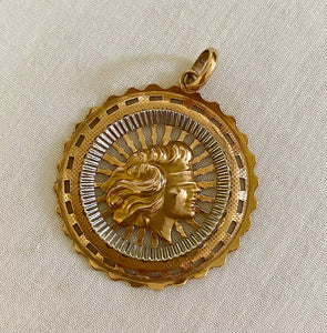 18K Gold Italian Goddess Fortuna Pendant