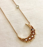 14K Diamond Crescent Necklace