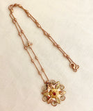 Yellow and Rose Gold Antique Ruby Star Necklace