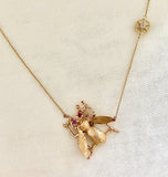 Gold Ruby-Eyed Bug Necklace