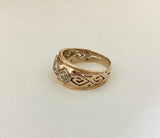 Diamond Gypsy Ring with Greek Key Style Cutouts