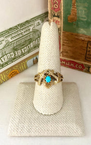 Antique Turquoise Faith, Hope and Charity Ring
