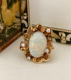 Stunning Huge Opal and Diamond Cocktail Ring