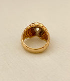 Vintage Lucky Ridged 14K Horseshoe Diamond Ring