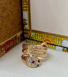 Fabulous 14K Wide Diamond and Ruby Snake Ring