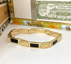 14K Gold Nugget and Onyx Bracelet