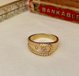 Wonderful Gold Rope Buckle Diamond Ring