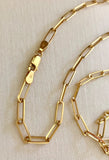 Long Yellow Gold Paperclip Style Chain