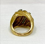 Incredible Heavy 18K Italian Diamond and Emerald Dome Ring