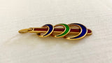 70's Gold and Enamel Triple Hoop Articulated Charm