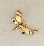Lovely Gold, Emerald, and Diamond Butterfly Charm