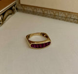 Vintage 18K Ruby Oblong Baguette Ring