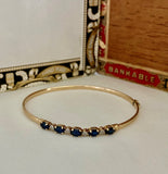 Vintage Sapphire and Diamond Thin Bangle