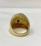 Chic 80's Wide Gold, Sapphire, and Diamond Band