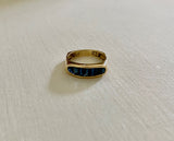 Vintage 18K Sapphire Oblong Baguette Ring